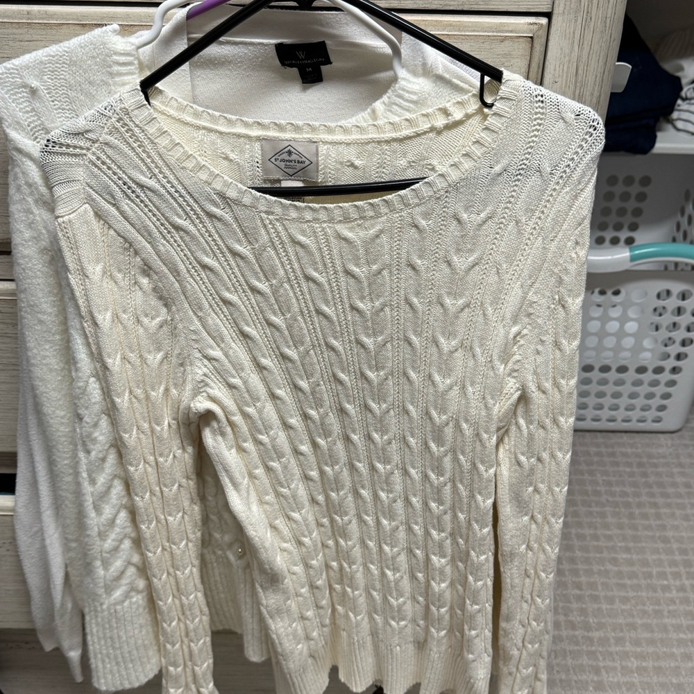 St. John's Bay Women's Ivory Cable Knit Sweater